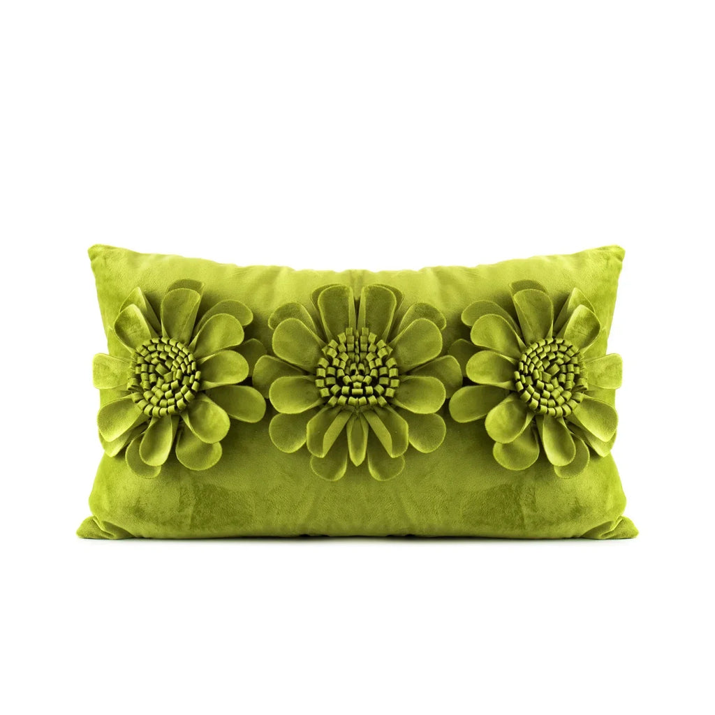 DecorBites™ 3D Velvet Flower Pillow Covers in Yellow Beige 45x45cm
