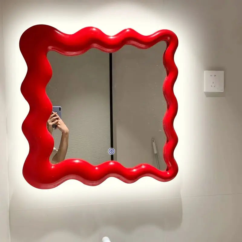 DecorBites™ Cream Cloud Wave Mirror, Wall-hung for Bathroom & Bedroom Makeup Decor