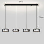 Modern Glass Ring Pendant Light in Iron