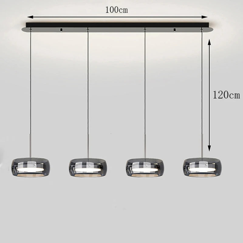 Modern Glass Ring Pendant Light in Iron