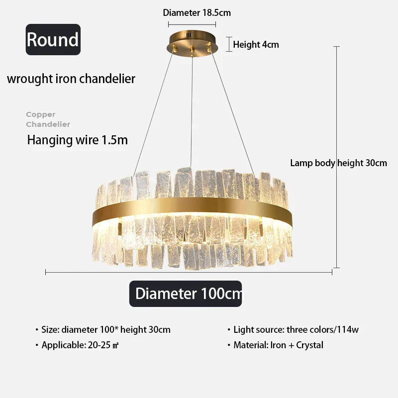 DecorBites™ ثريا كريستال ذهبية متدلية بتقنية LED - إضاءة زجاجية عصرية فاخرة