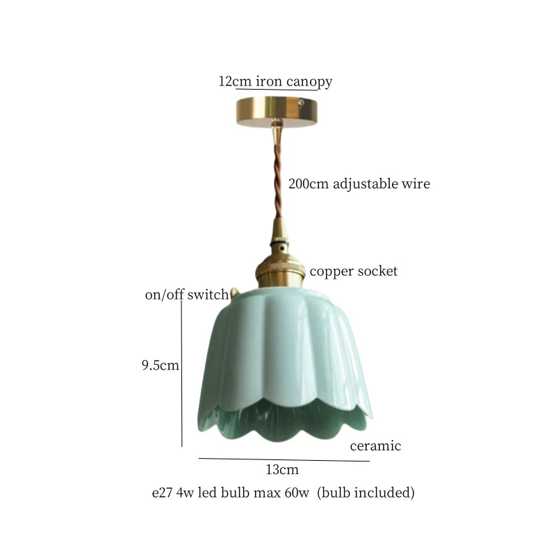 DecorBites™ Cyan Ceramic LED Pendant Light for Loft Cafe Bar Decor