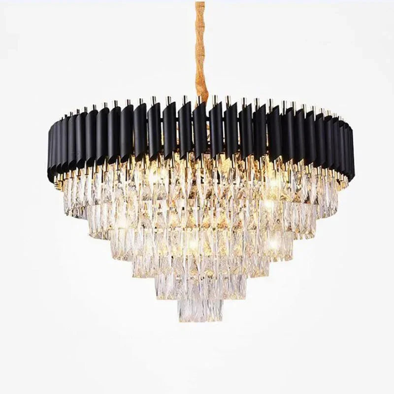 DecorBites™ ثريا كريستال ذهبية بتقنية LED للسقف لغرفة المعيشة والردهة
