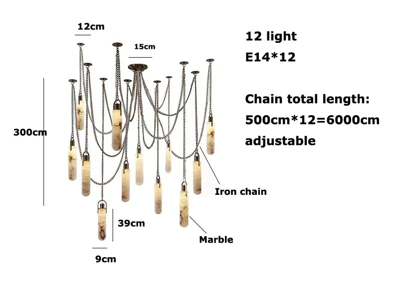 ثريا LED كروم ذهبية من DecorBites™ لغرفة الطعام - تصميم رخامي 2025