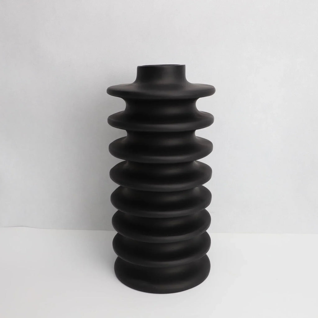 DecorBites™ Geometric Circle Spiral Black Resin Vase - Home Decor Flower Pot