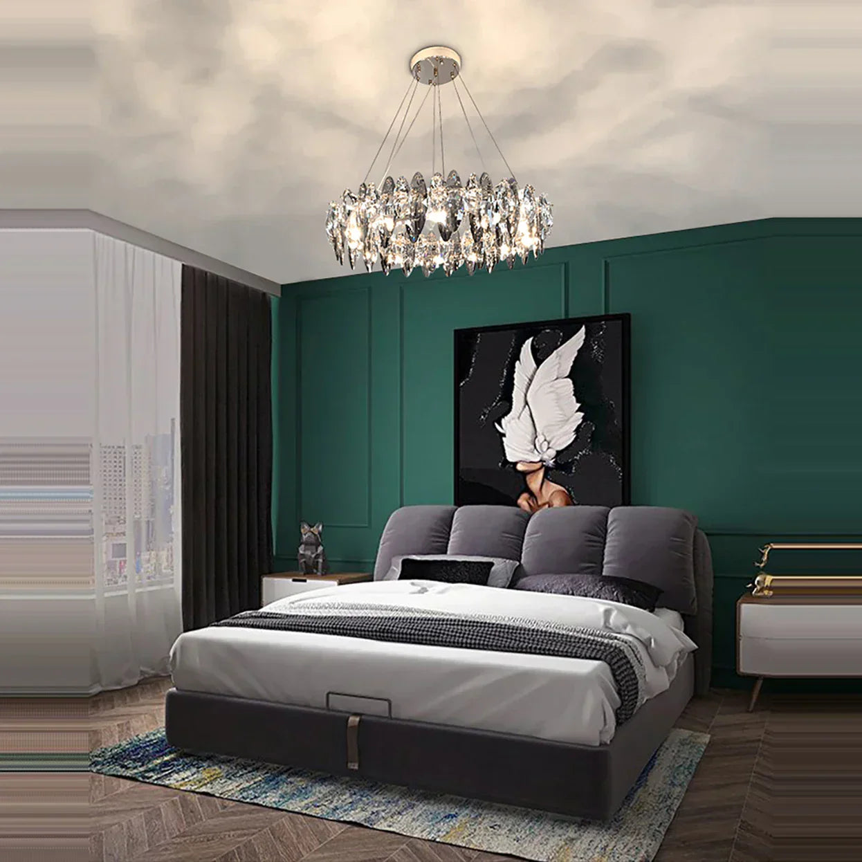 DecorBites™ Crystal Dimmable LED Pendant Lights: Modern Indoor Artistic Hanging Lamps