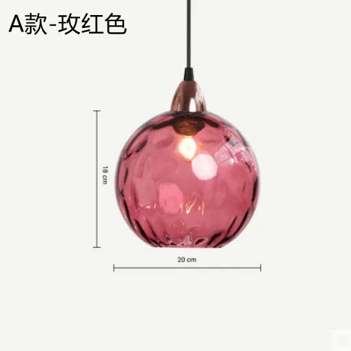 Nordic Water Grain Colored Glass Globe Pendant Light