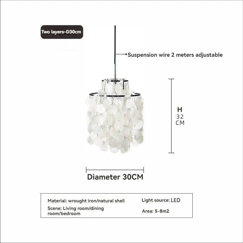 Modern Shell Pendant Chandelier in Gold or Chrome