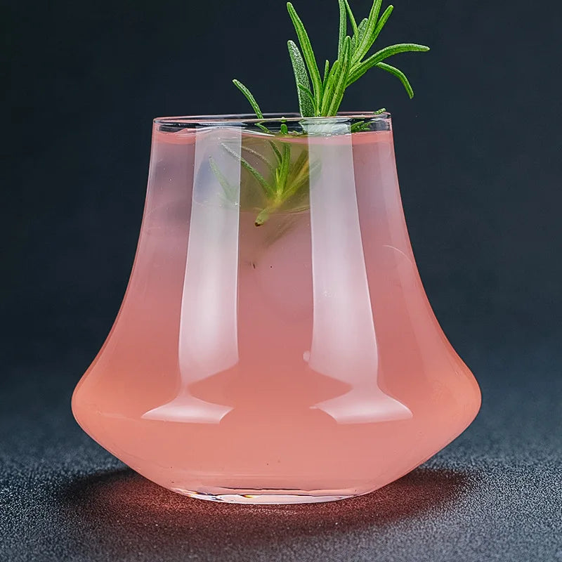 DecorBites™ Crystal Whiskey Glass Tumbler | Wind Edge Shape Spirits Cup | Thick Bottom Glass