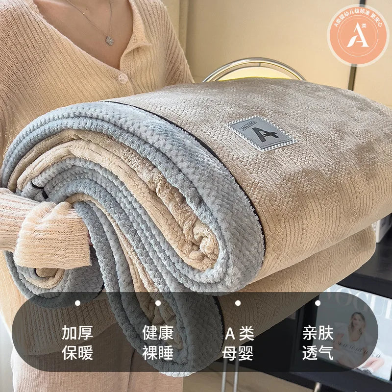 DecorBites™ Cozy Cotton Velvet Plush Blanket: Luxuriously Soft and Warm Light Blanket