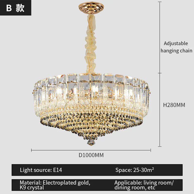 DecorBites™ Crystal Duplex Villa Chandelier Hall Light - Luxe Living Room Middle Floor Lamp
