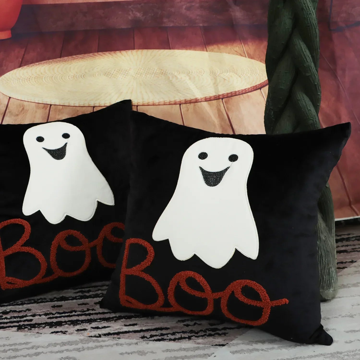 غطاء وسادة DecorBites™ Halloween Ghost Patchwork - غطاء وسادة مطرز مزخرف