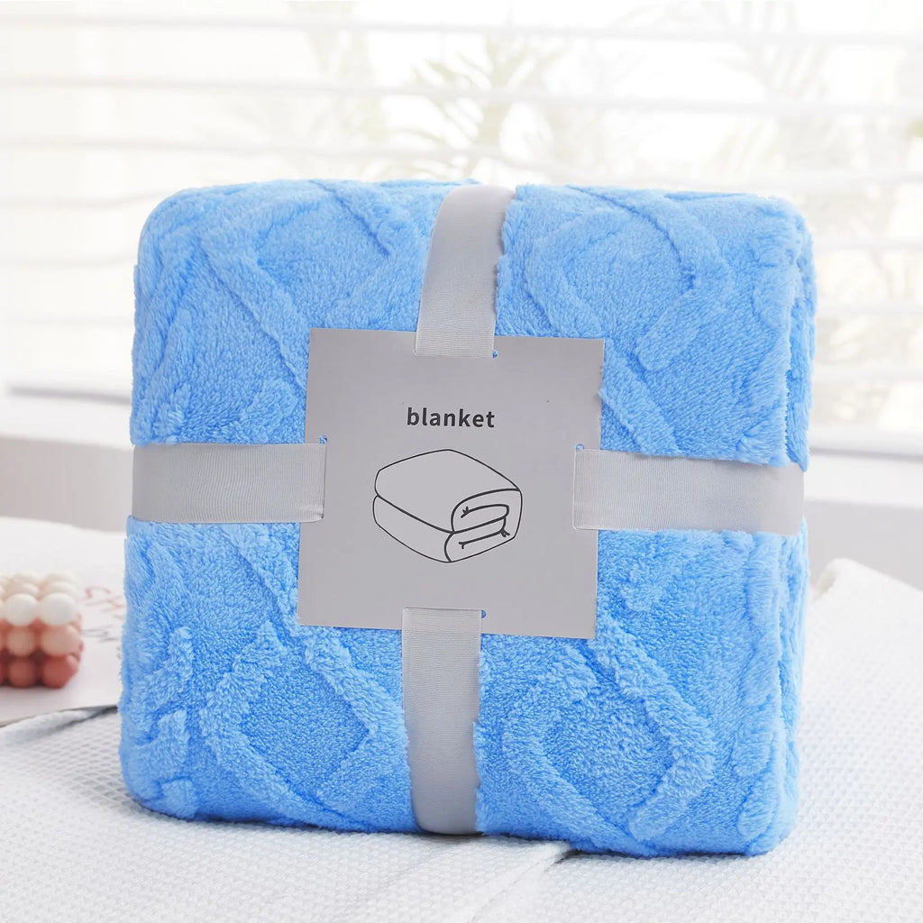 DecorBites™ Cozy Jacquard Plush Blanket: Soft Winter Sofa Throw, Office Travel Nap Shawl