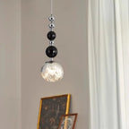 Art Deco Silver Lava Pendant Light in Acrylic and Metal