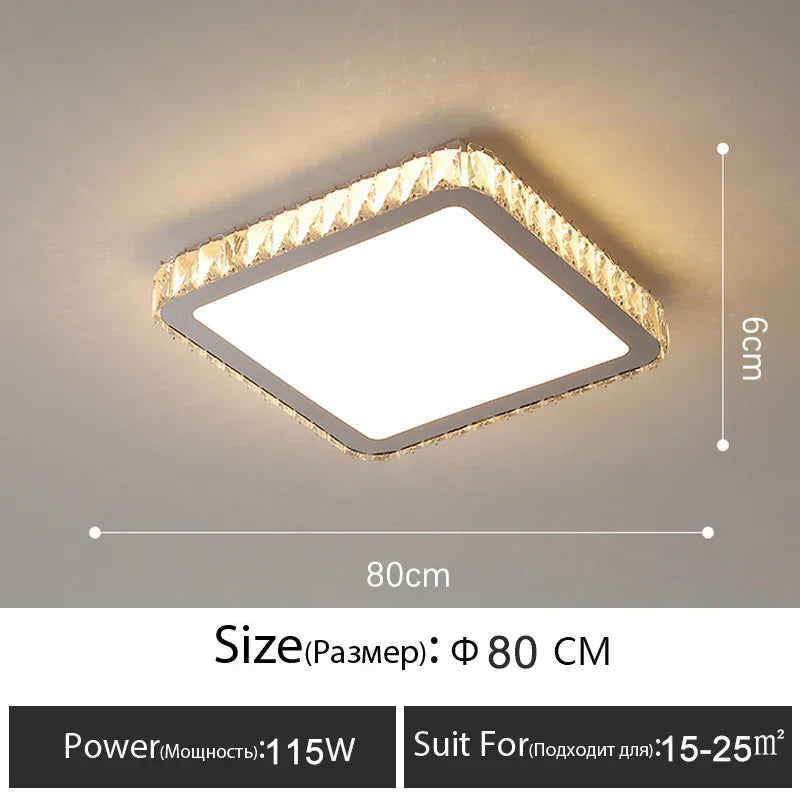 DecorBites™ Crystal LED Ceiling Lamp: Luxury Golden Glossy Lighting Fixture for Living Room