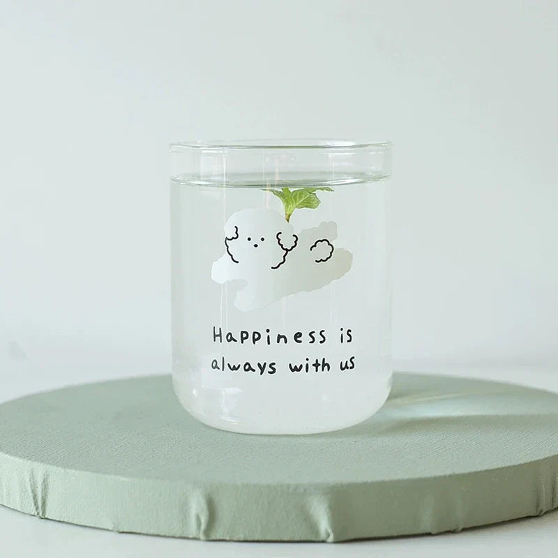DecorBites™ Cute Dog Glass Cup: Heat-resistant Cartoon Coffee Milk Juice Drinking Glass