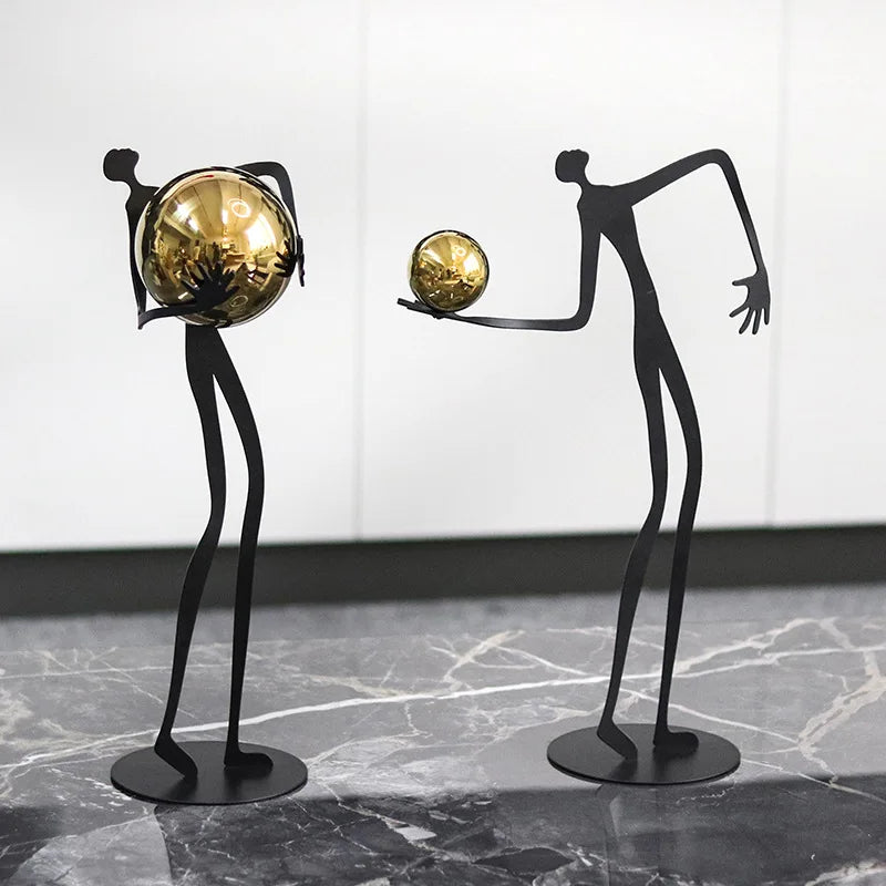 DecorBites™ تمثال معدني ذهبي لتزيين المنزل