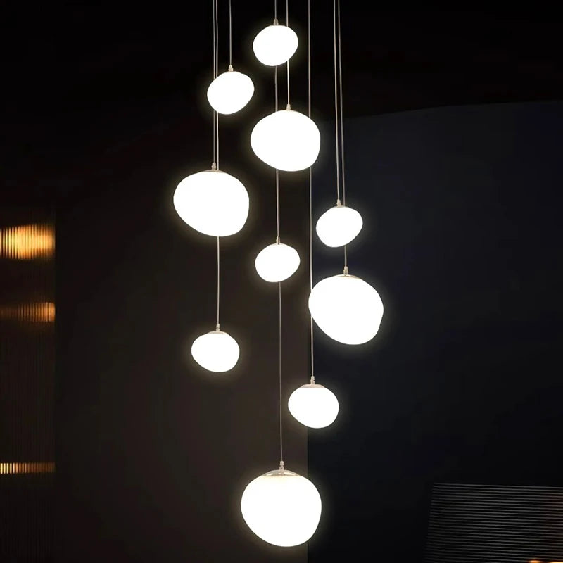 Modern Brushed Stainless Acrylic Multi-Head Pendant Light