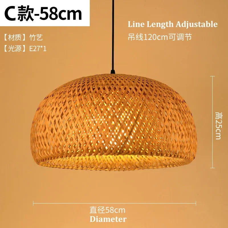 DecorBites™ Bamboo Pendant Light Hand Woven LED Chandelier for Home Decor