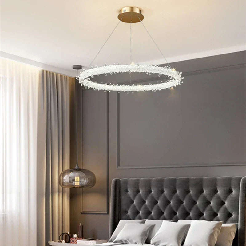 DecorBites™ Lustre rond en cristal K9 : Suspension LED moderne pour la maison, le salon, la chambre, le hall d'entrée