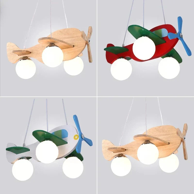 ثريا طائرة خشبية للأطفال DecorBites™ إضاءة قلادة LED لغرفة نوم الأولاد