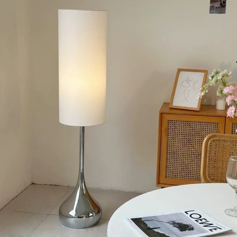 DecorBites™ Cream Fabric Shade LED Floor Lamp | Nordic Minimalist Style for Bedroom & Living Room