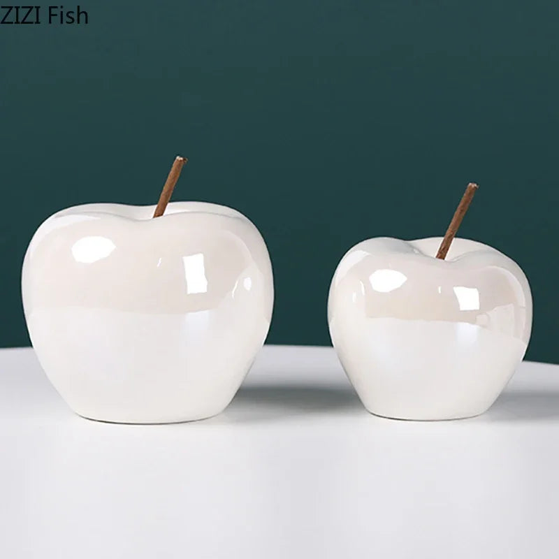 DecorBites™ Glowing Ceramic Apple Room Decor Sculpture with LED Light Display.