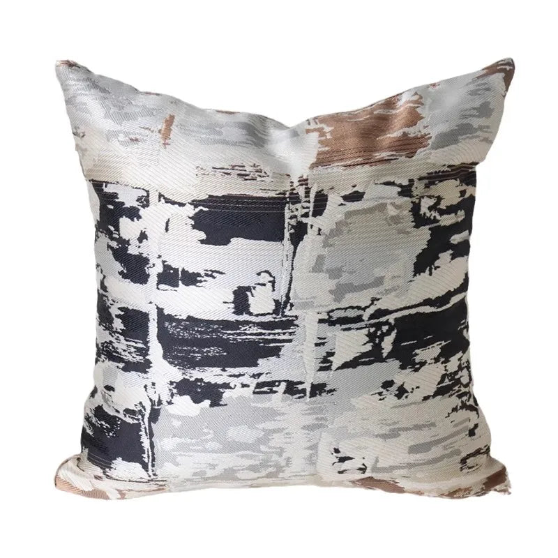 DecorBites™ Convex Rings Geometry Jacquard Pillowcase Cappuccino Luxury Cushion Cover
