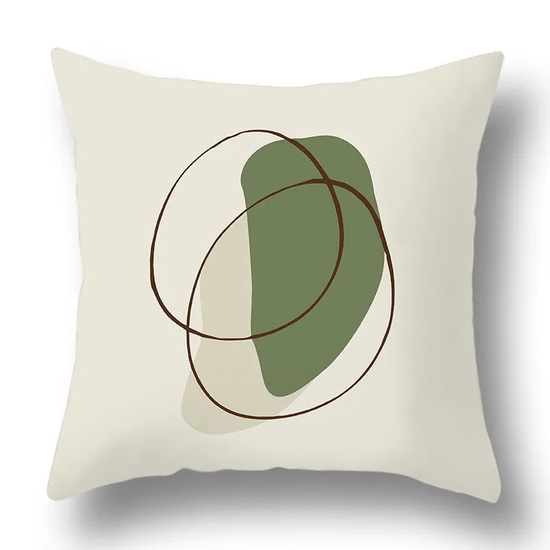 DecorBites™ Green Plants Geometric Print Pillow Cover - Home Sofa Cushion Cover