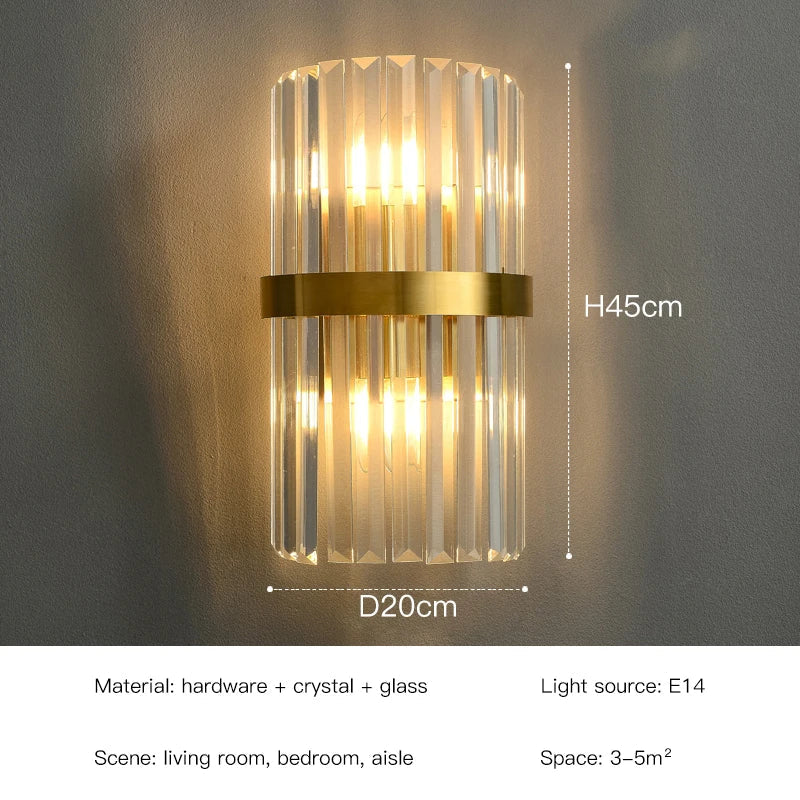 أضواء جدارية كريستالية LED من DecorBites™: أضواء جدارية ذهبية أنيقة لديكور المنزل الفاخر