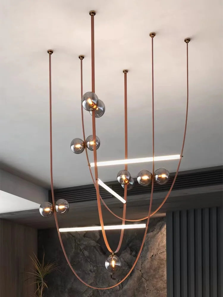 DecorBites™ ثريات جلدية 2023 إضاءة ديكور منزلي LED بسيطة لغرفة المعيشة