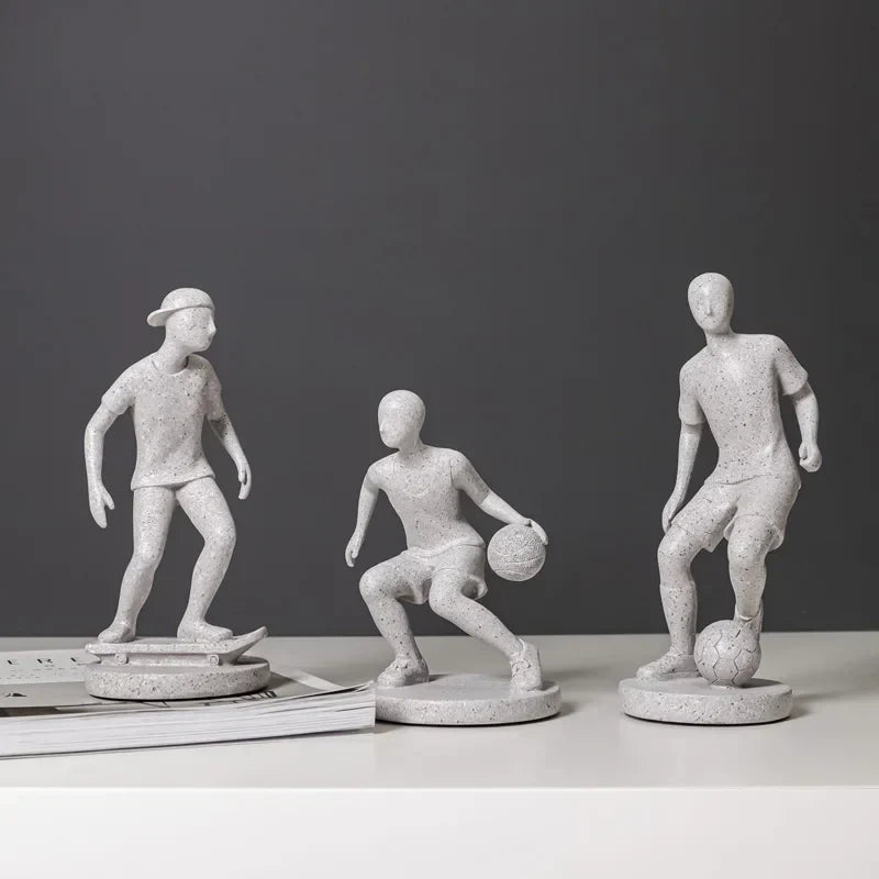 DecorBites™ Abstract Sports Player Sculpture Set Grey/White Figurines Home Decor