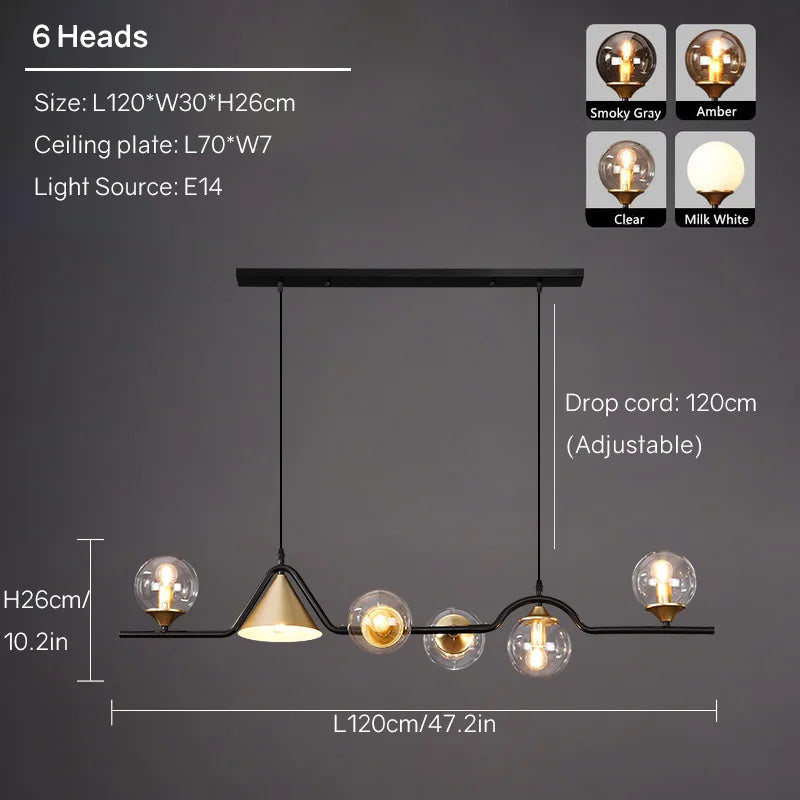 DecorBites™ مصباح معلق خطي ثريا مينيماليست حديثة إسكندنافية فانوس طاولة طعام