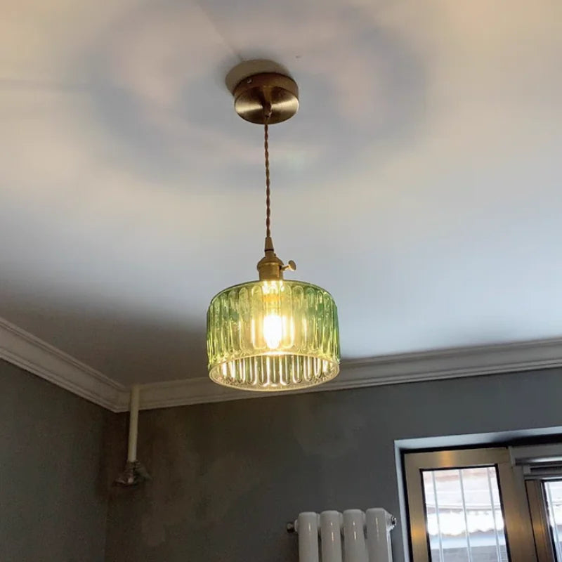 DecorBites™ مصباح معلق LED زجاجي أخضر: مصباح معلق اسكندنافي حديث لغرفة النوم وغرفة الطعام