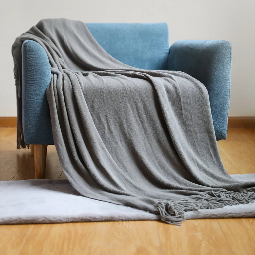 بطانية أريكة منسوجة Nordic DecorBites™ - فوطة نهاية سرير ناعمة من مزيج الصوف لديكور غرف نوم الفنادق