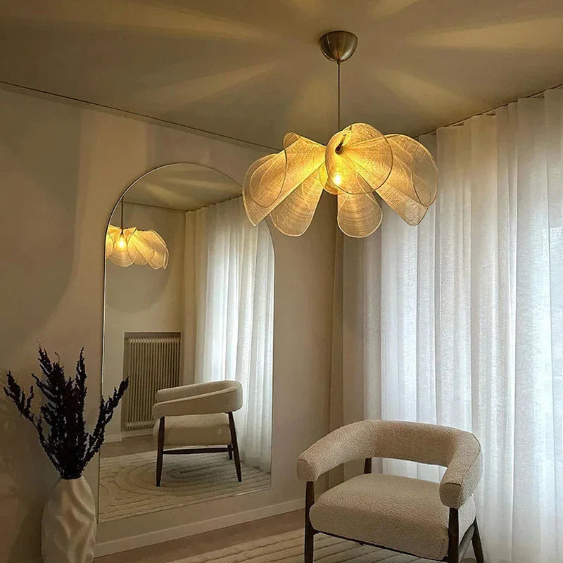 DecorBites™ Bohemian LED Fabric Flower Chandelier for Dining Table Lamp and Room Decor