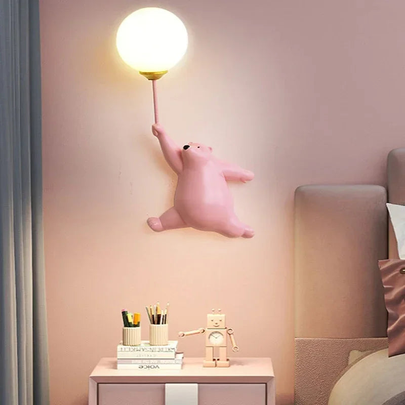 DecorBites™ مصباح جداري بتصميم دب وقمر لديكور غرفة نوم البنات