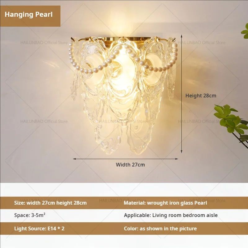 DecorBites™ مصباح حائط زجاجي كريستالي فاخر للممرات وغرف المعيشة وغرف النوم والإضاءة في الممرات