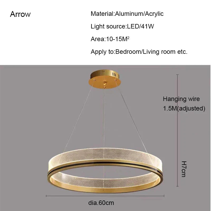 DecorBites™ Black/Gold LED Pendant Lights | Modern Design for Home Lighting Decoration