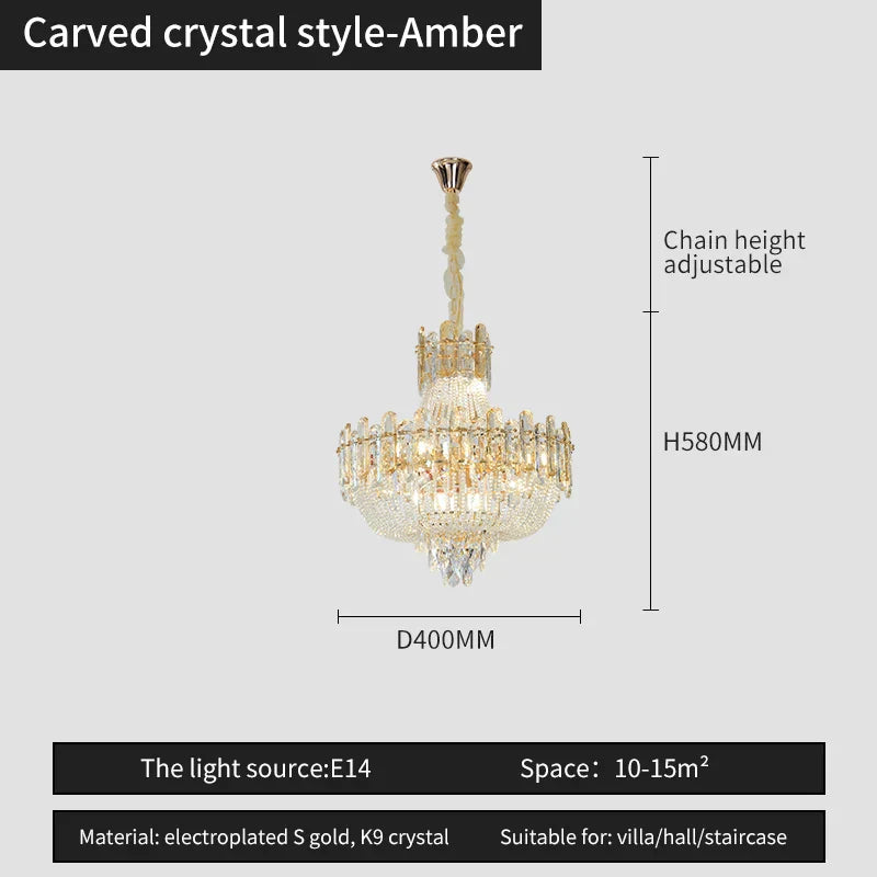 DecorBites™ French Bead Chain Crystal Chandelier for Luxury Spaces