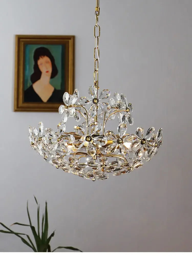 DecorBites™ Crystal Flower Pendent Chandelier: Modern Design for Living Room, Restaurant & Bedroom