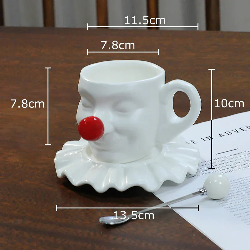 DecorBites™ Joker Head Cup & Saucer Porcelain Coffee Mug Set - Clown Character Tea Teacup