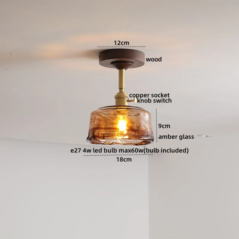 DecorBites™ Glass Wood LED Ceiling Light Nordic Design for Living Room & Corridor