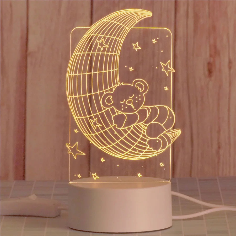 DecorBites™ 3D Acrylic Night Lamp | Boys Girls Gift Decor Bedroom Table Light