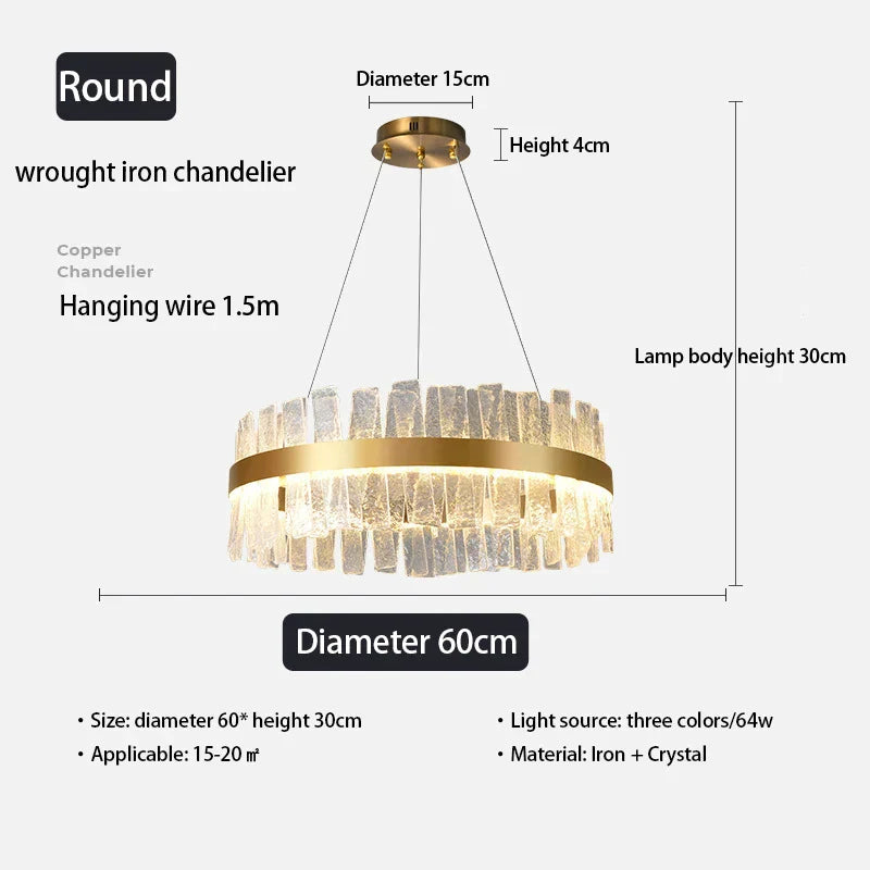 DecorBites™ ثريا كريستال ذهبية متدلية بتقنية LED - إضاءة زجاجية عصرية فاخرة