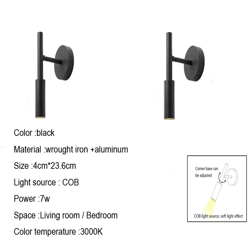 DecorBites™ Adjustable Indoor LED Wall Lamp Spotlight Fixture, Aluminum, Rotatable 350°