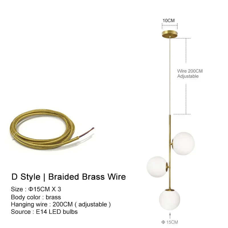 DecorBites™ Glass Ball LED Chandelier: Nordic Modern Pendant Light for Dining Room and Bedroom