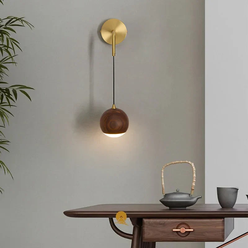 DecorBites™ LED Walnut Wood Wall Light Sconce with Adjustable Acrylic Lamparas