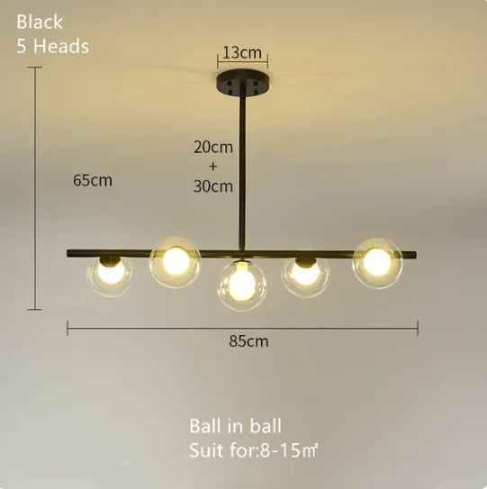 مصباح معلق DecorBites™ الذهبي الكروي الزجاجي LED لإنارة المطابخ وغرف الطعام