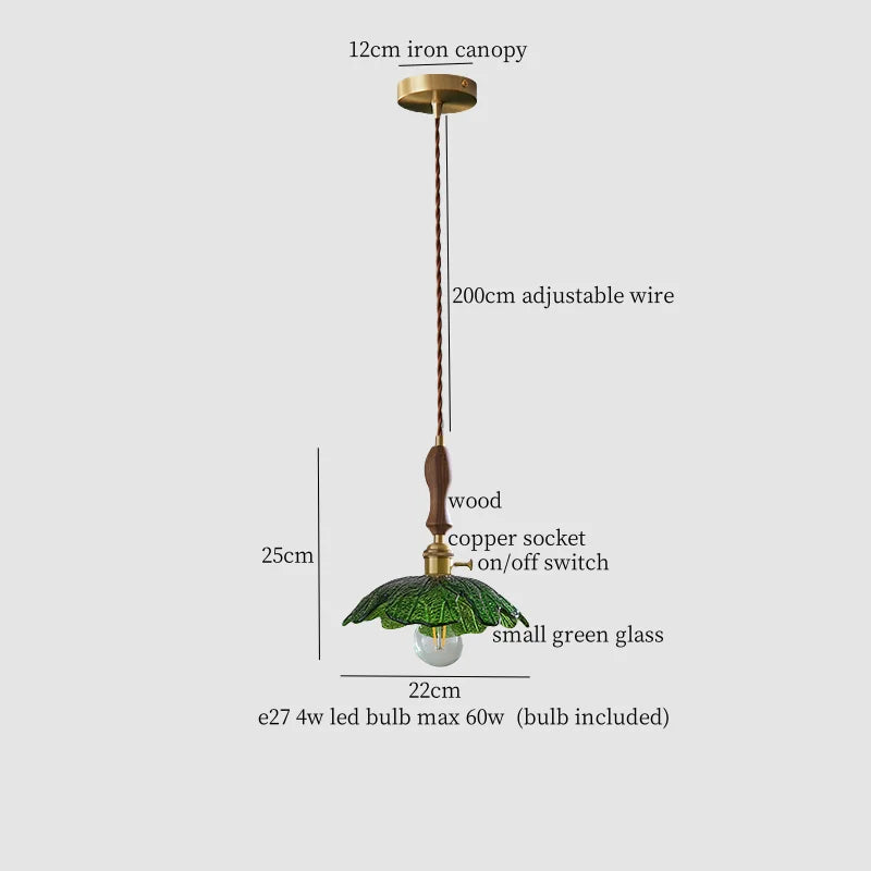 DecorBites™ Copper Wood Glass LED Pendant Lamp - French Minimalist Design for Home Decor